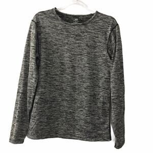 Pro Player Marled Black & Gray Long Sleeve Pullover Athletic T-Shirt Medium